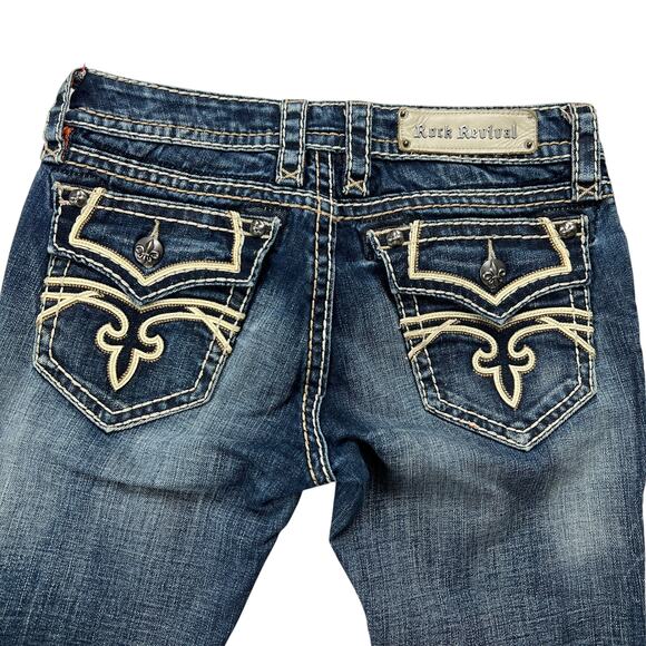 Rock Revival Jeans Kelly‎ Skinny Medium Wash Denim Pants Women's 28 Flap Pocket - Picture 11 of 15
